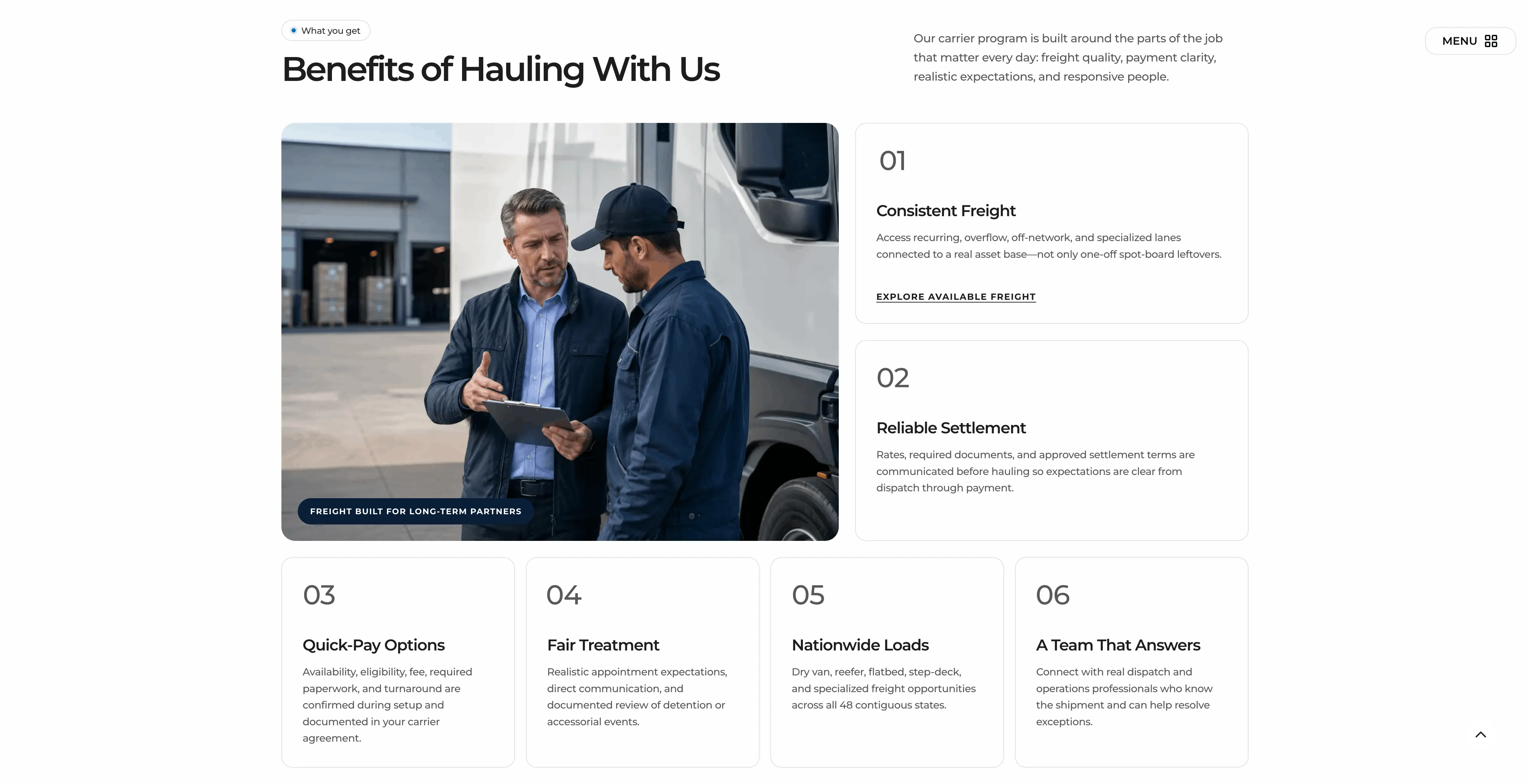 Ship Smart Solutions carrier benefits page